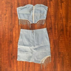 Emmiol denim sleeveless skirt set in size small